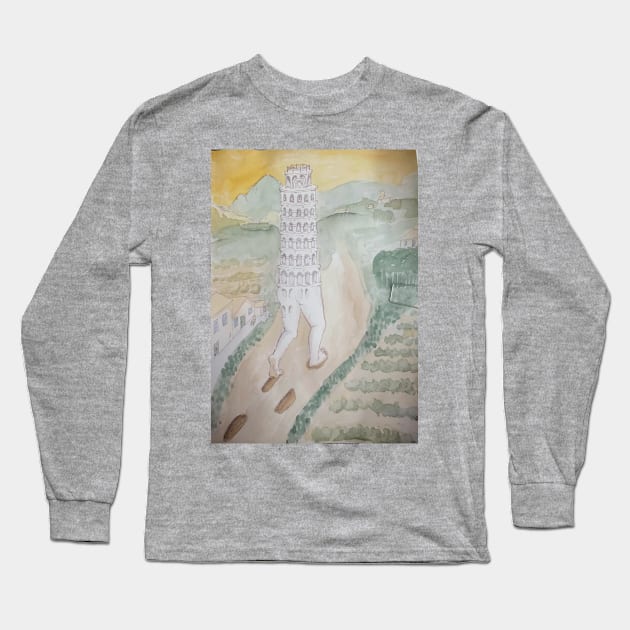 Walking Tower of Pisa Long Sleeve T-Shirt by Sweet K